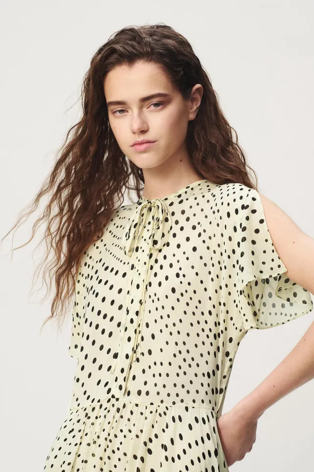 Midi Polka Dot Dress with Round Neck and Short Sleeves by Zara – image 3