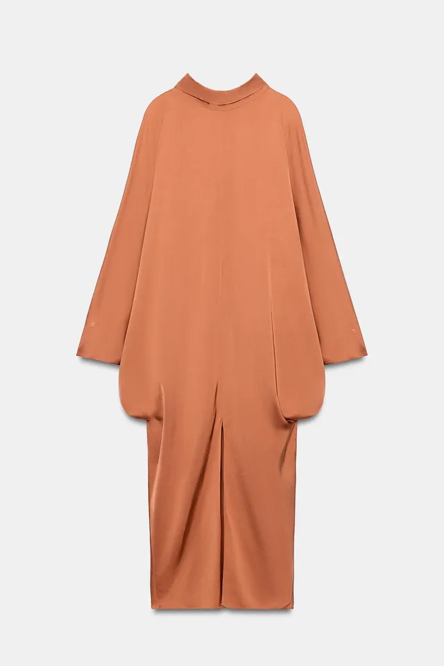 Tunic Dress with Tie Neck in Spun Viscose for Women – image 10