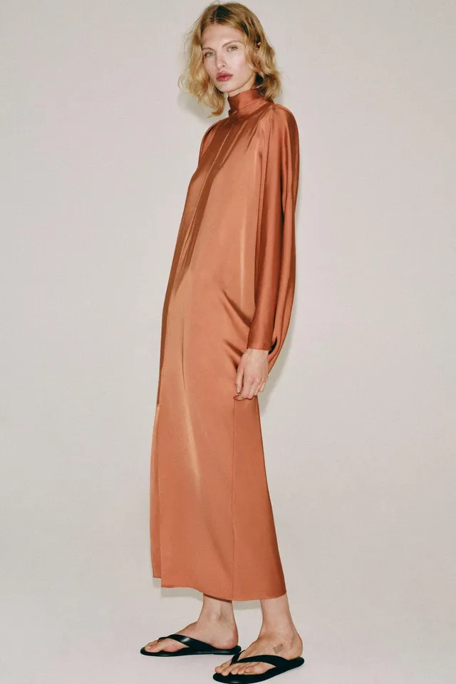 Tunic Dress with Tie Neck in Spun Viscose for Women – image 3