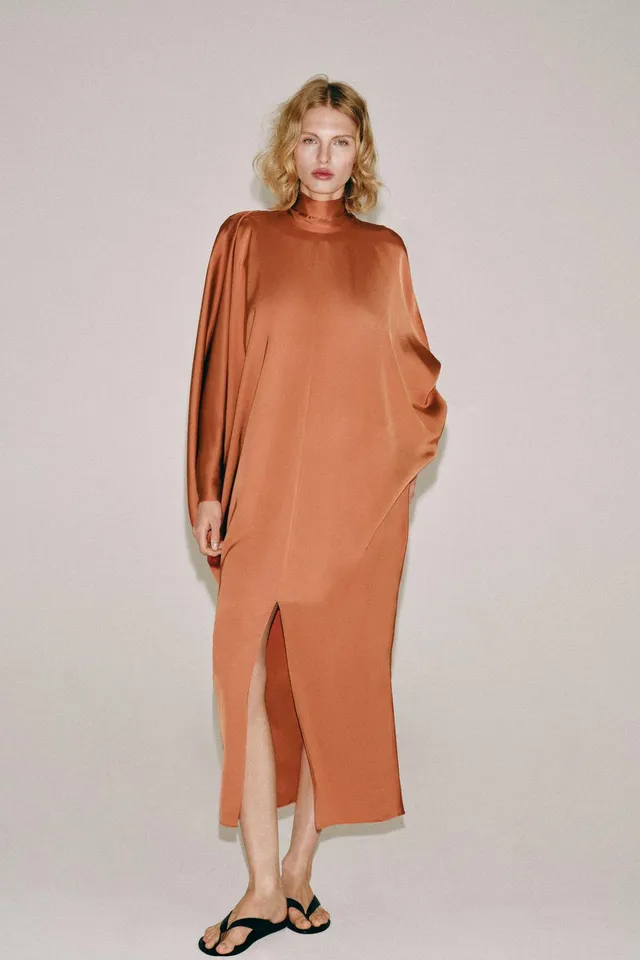 Tunic Dress with Tie Neck in Spun Viscose for Women – image 4