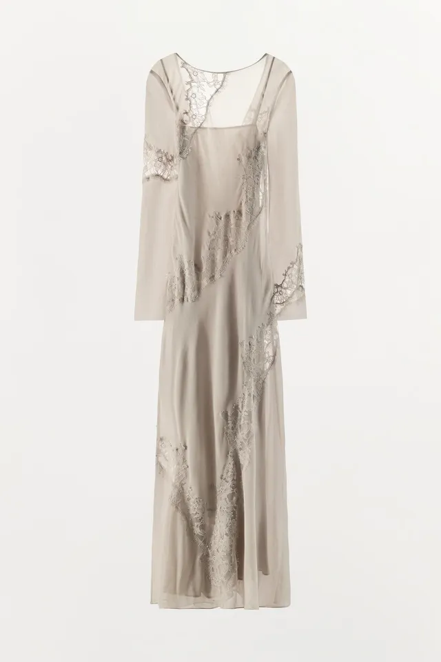 Embroidered Lace Georgette Midi Dress – image 5