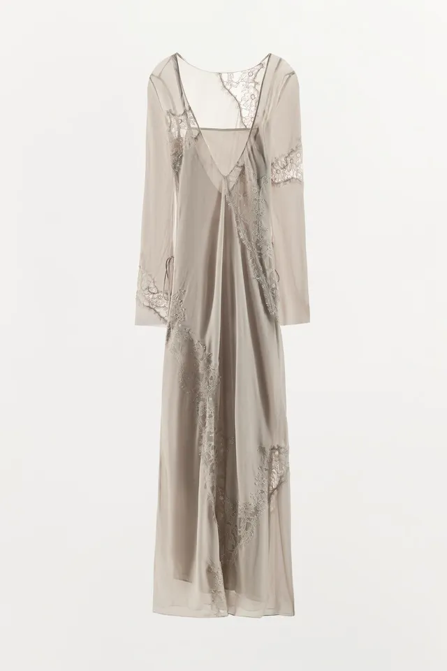 Embroidered Lace Georgette Midi Dress – image 6