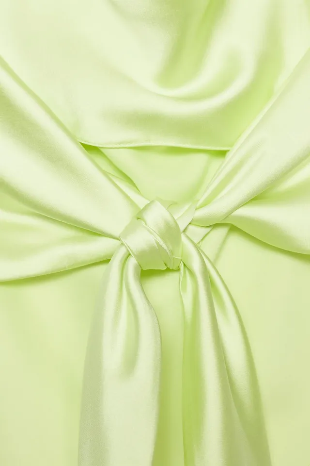 Satin Halter Neck Asymmetric Top with Back Tie Closure – image 7