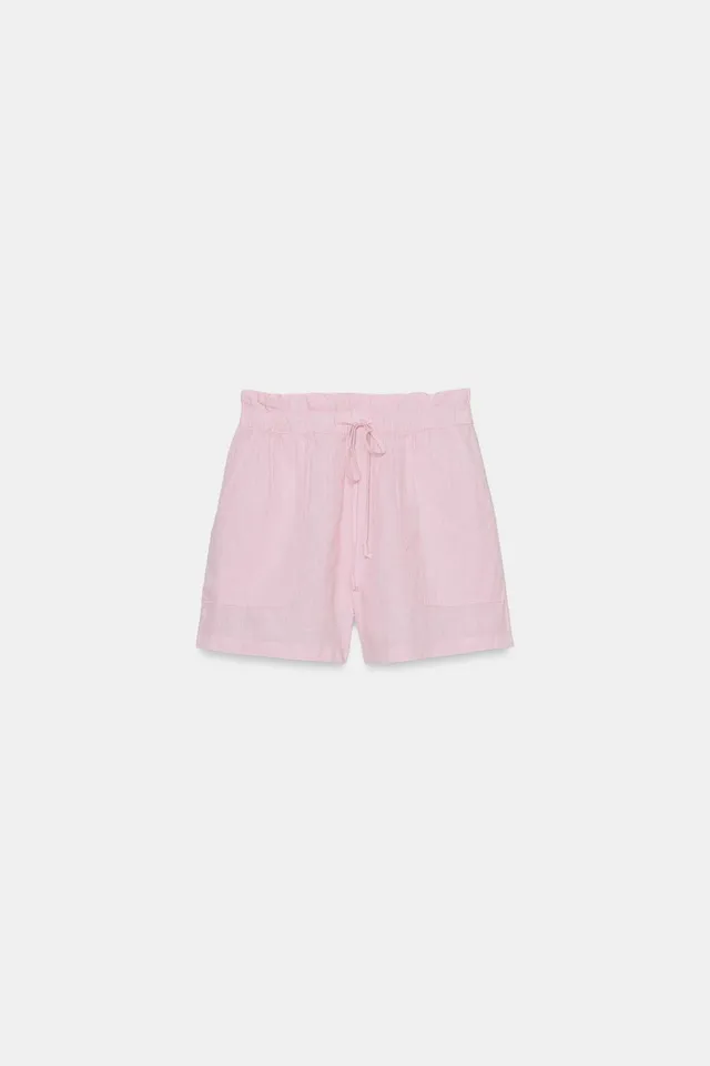 Linen Shorts with Elastic Waistband and Drawstring Closure – image 4