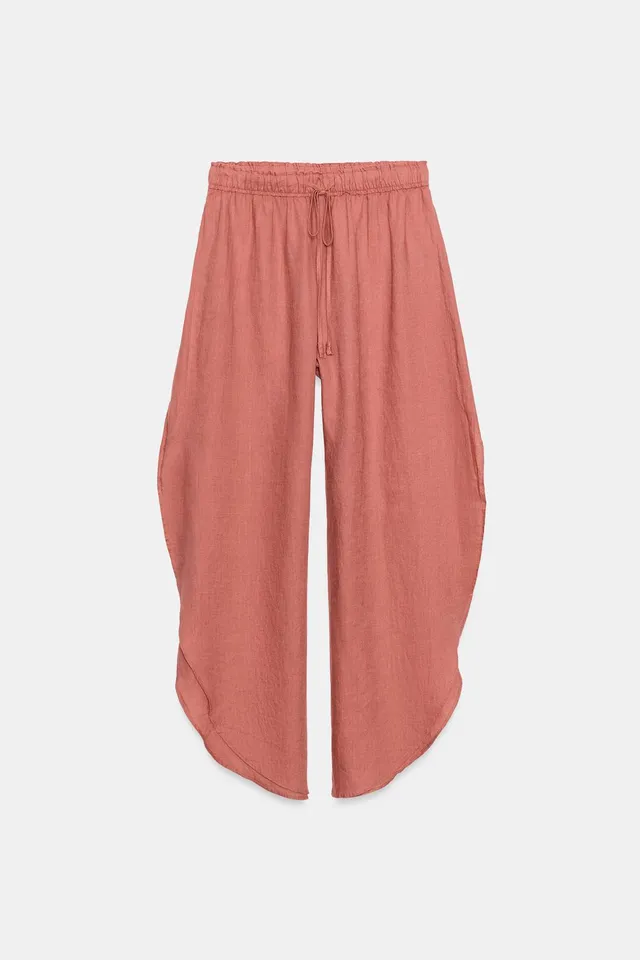 100% Linen Trousers with Side Vents and Adjustable Elastic Waistband – image 7