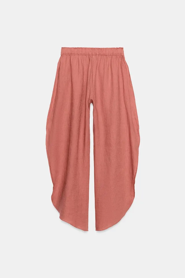 100% Linen Trousers with Side Vents and Adjustable Elastic Waistband – image 8
