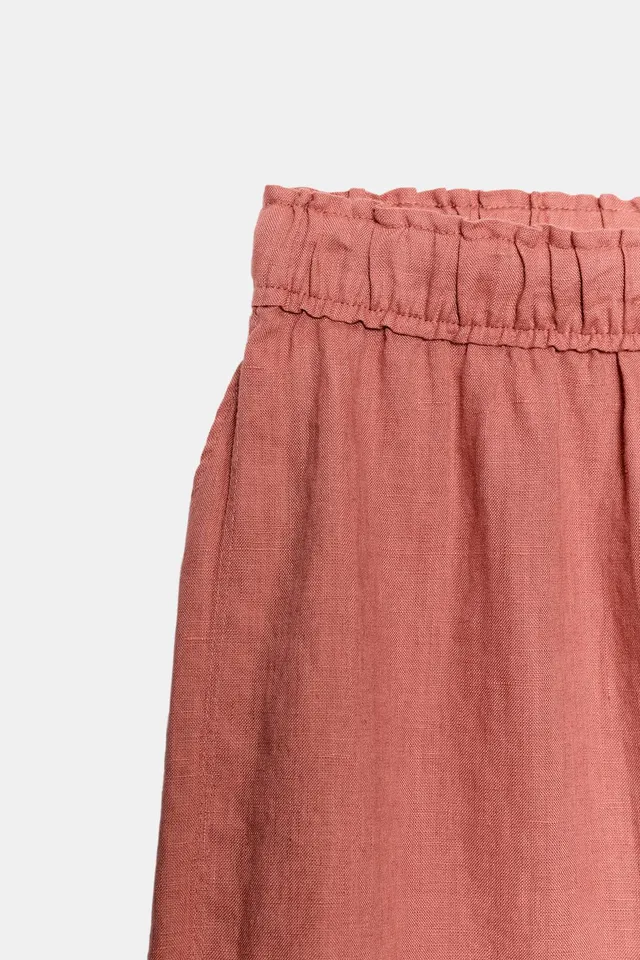 100% Linen Trousers with Side Vents and Adjustable Elastic Waistband – image 9