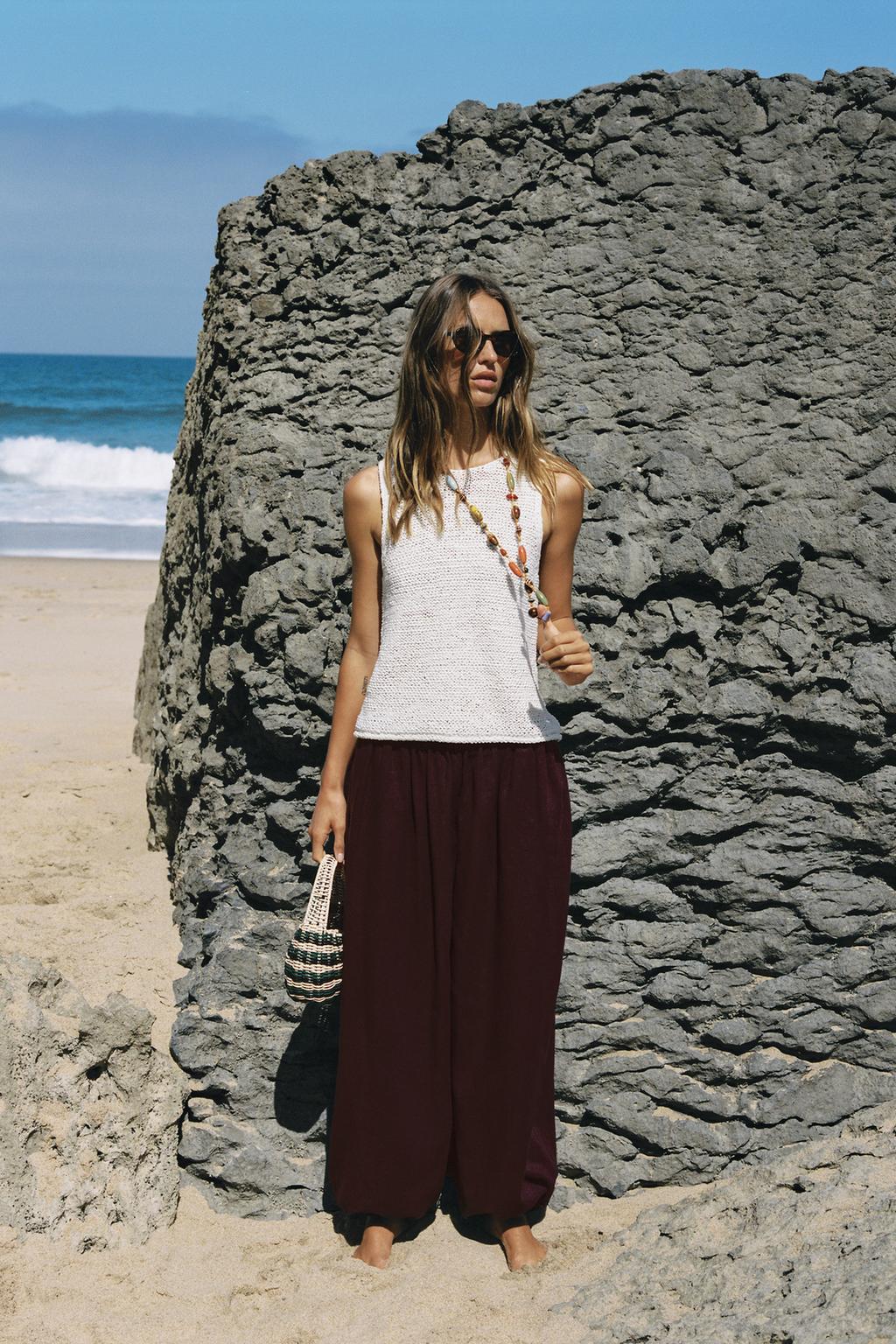 Linen Blend Sarouel Trousers