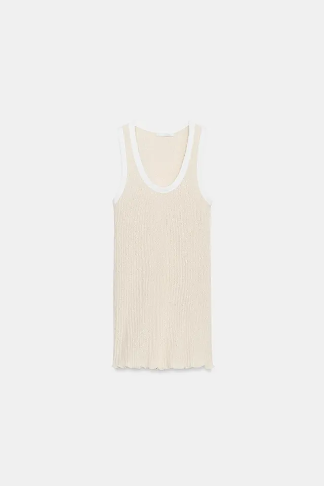 Cotton Blend Sleeveless Top with Contrast Piping – image 7