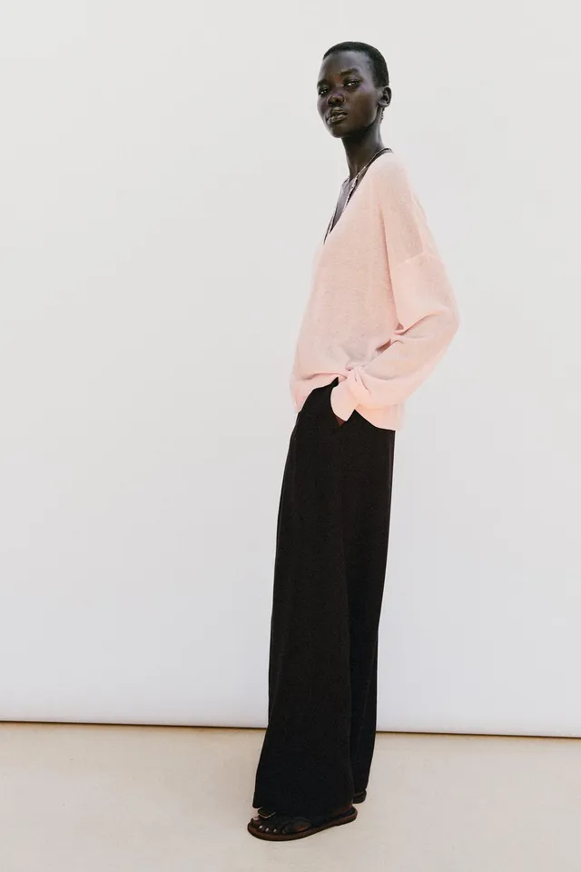 Linen Blend Wide-Leg Trousers – image 4