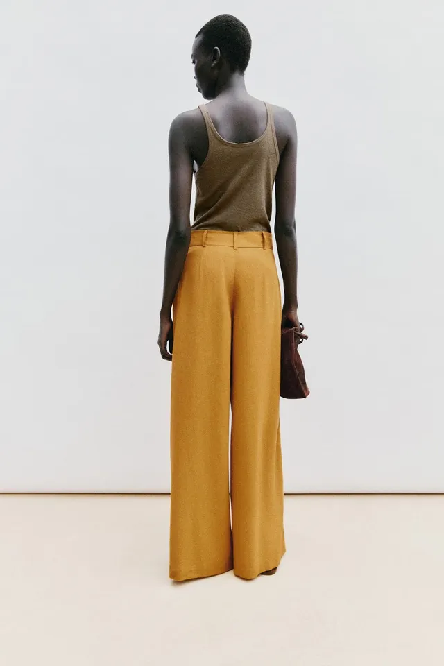 Linen Blend Wide-Leg Trousers – image 4