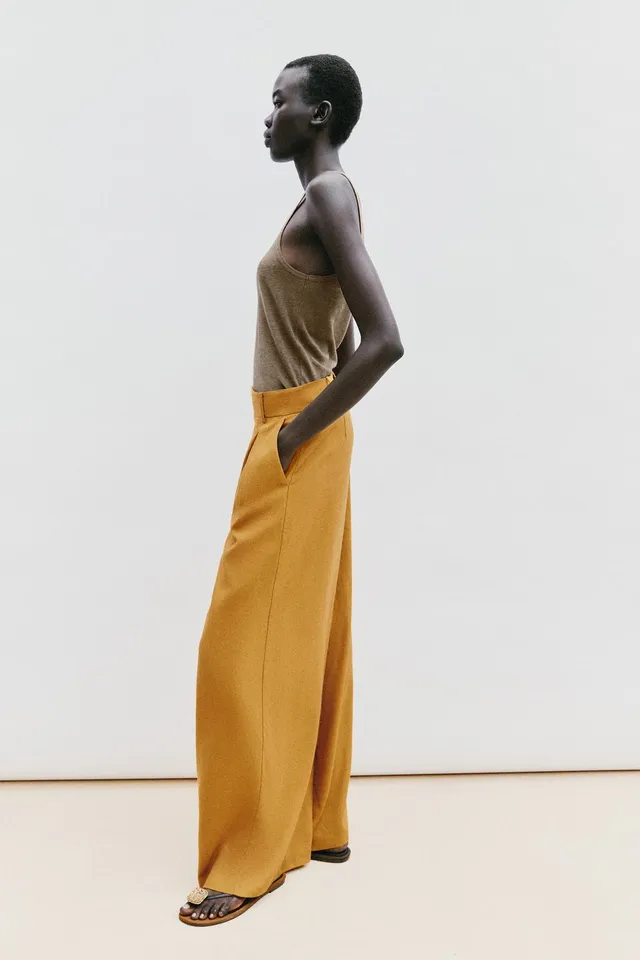Linen Blend Wide-Leg Trousers – image 5