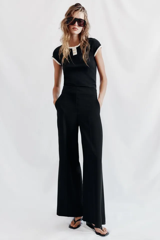 Buttoned Trim Top