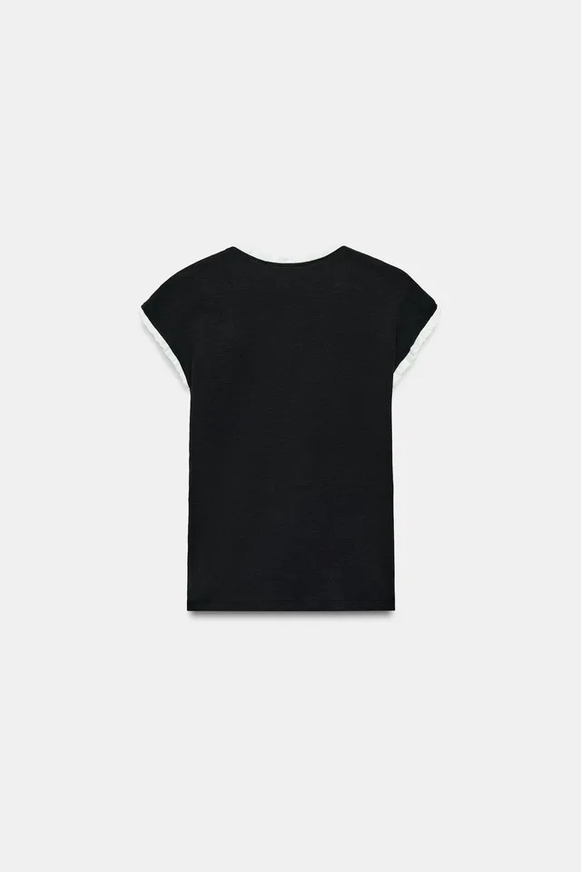 Cotton Blend Buttoned Trim Top with Contrast Trims – image 7