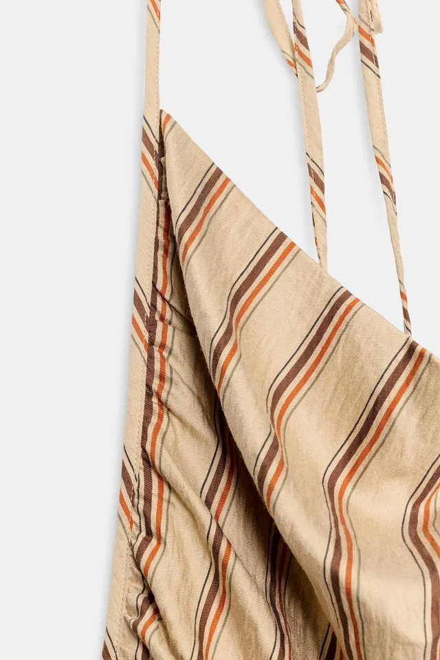 Striped Halter Top with Draped Neckline and Open Back – image 8