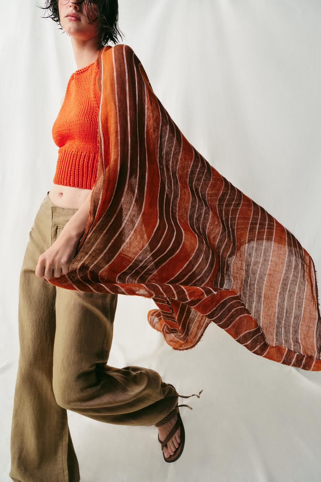 Linen Striped Scarf