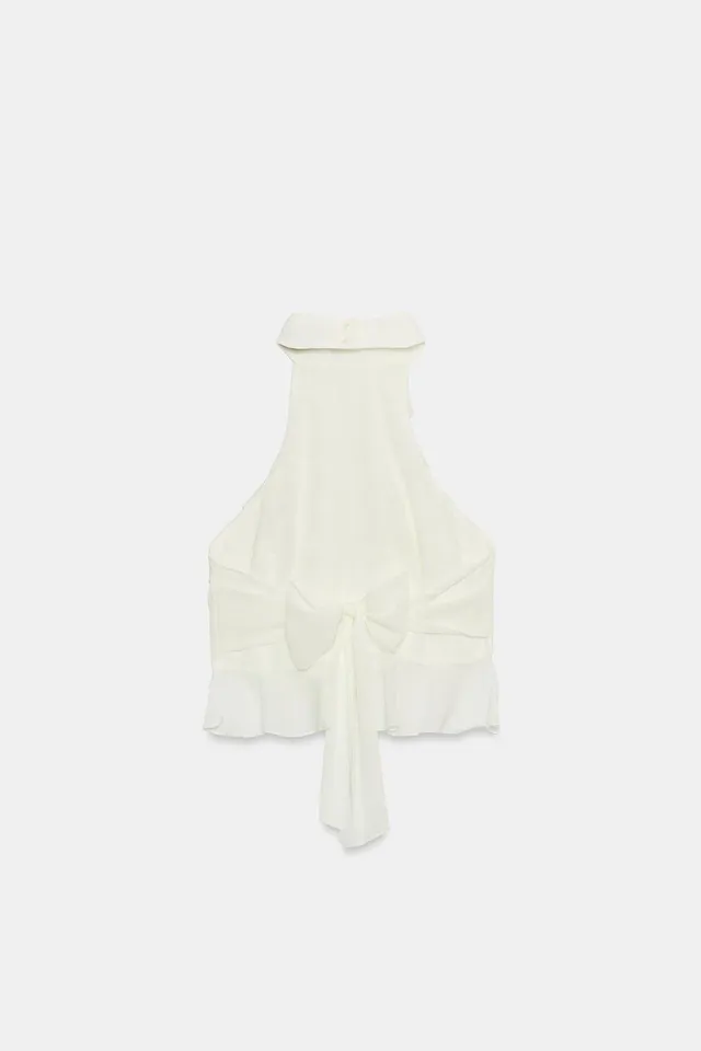 Women's Georgette Halter Top with Ruffle Detailing and Open Back – image 5