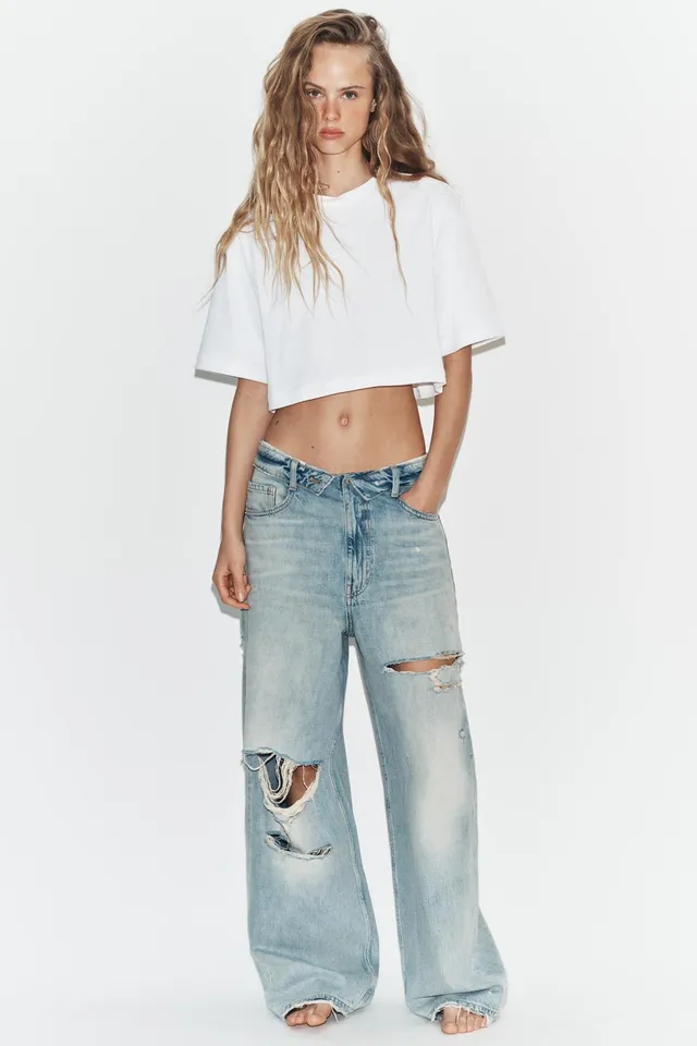 Oversize Crop T-Shirt - Cotton Pullover Top for Adults