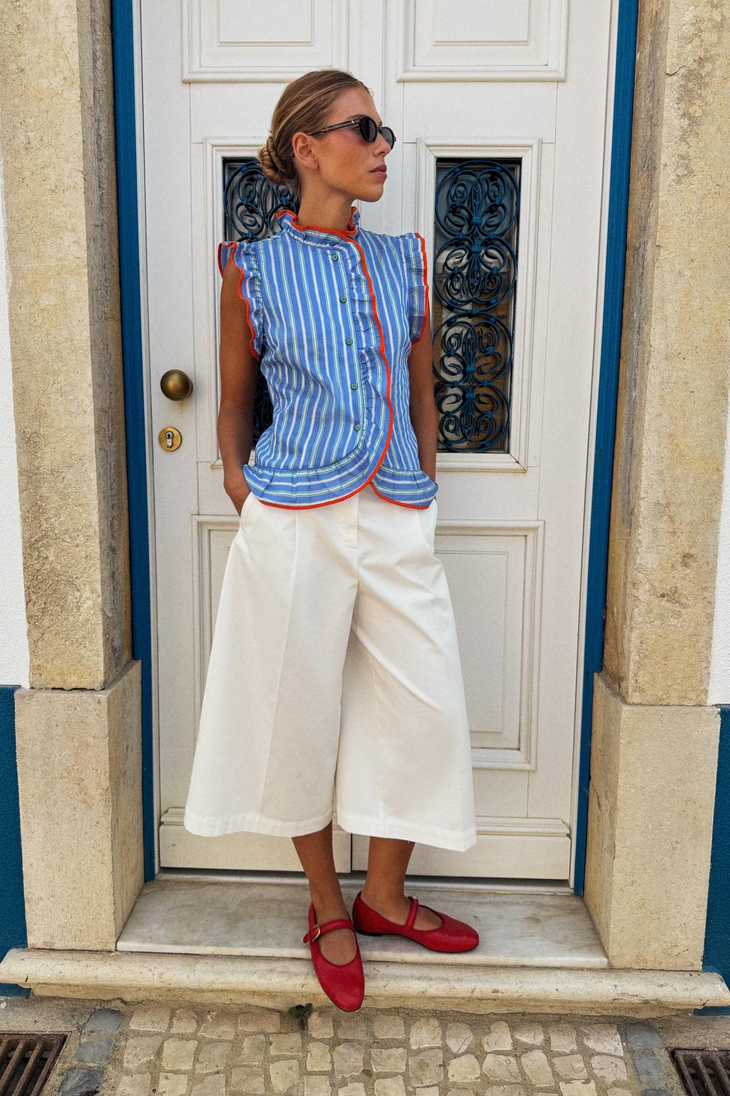 Striped Ruffled Shirt