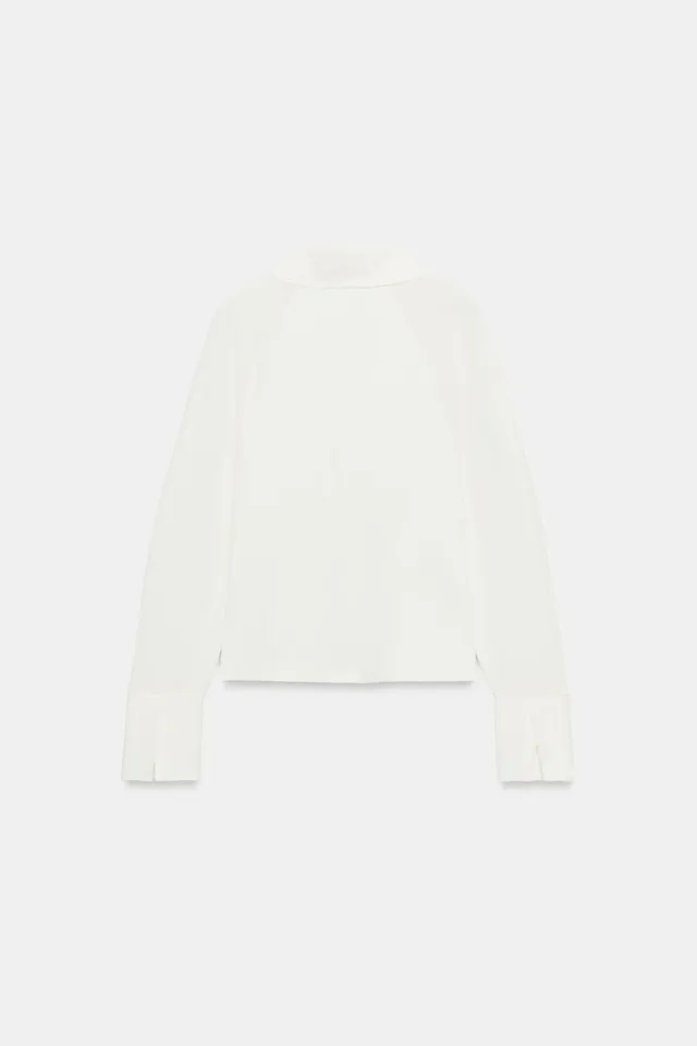 Contrast Fabric Long-Sleeve Button-Front Top – image 6