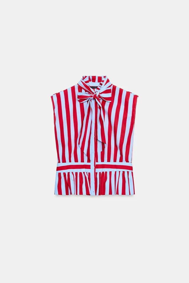 Tie-Detail Striped Shirt – image 5