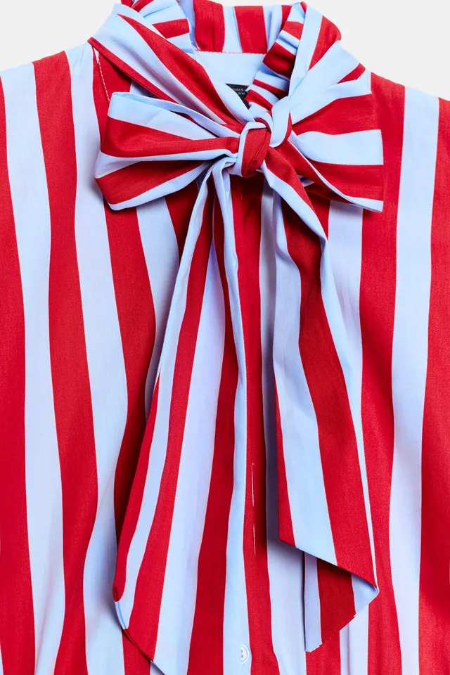 Tie-Detail Striped Shirt – image 7