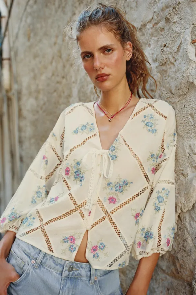 Ladder Stitch Embroidered Blouse – image 2