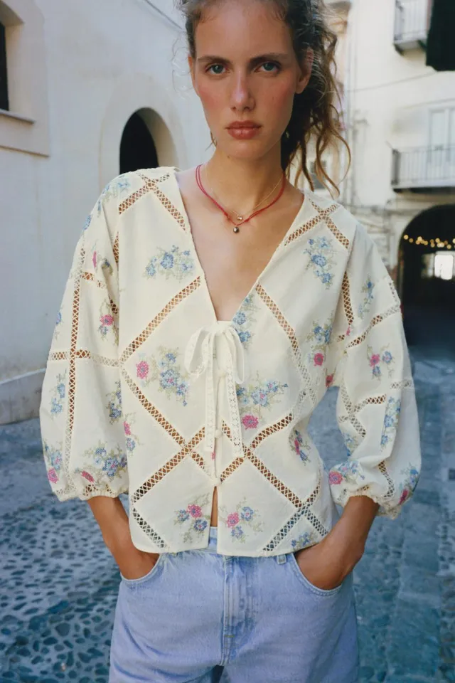 Ladder Stitch Embroidered Blouse – image 3