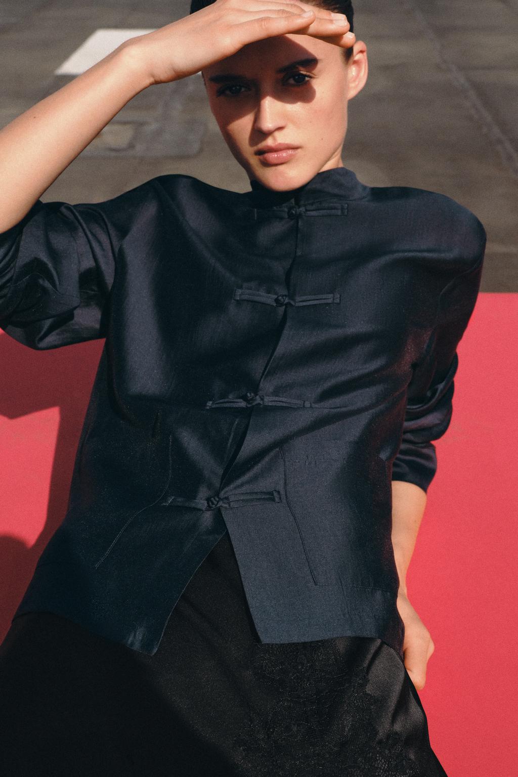 قميص ساتان بأزرار عروة ZW COLLECTION