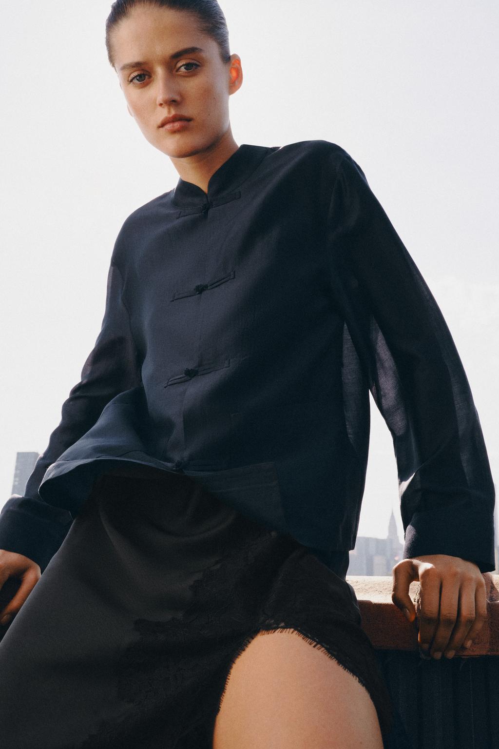 قميص ساتان بأزرار عروة ZW COLLECTION