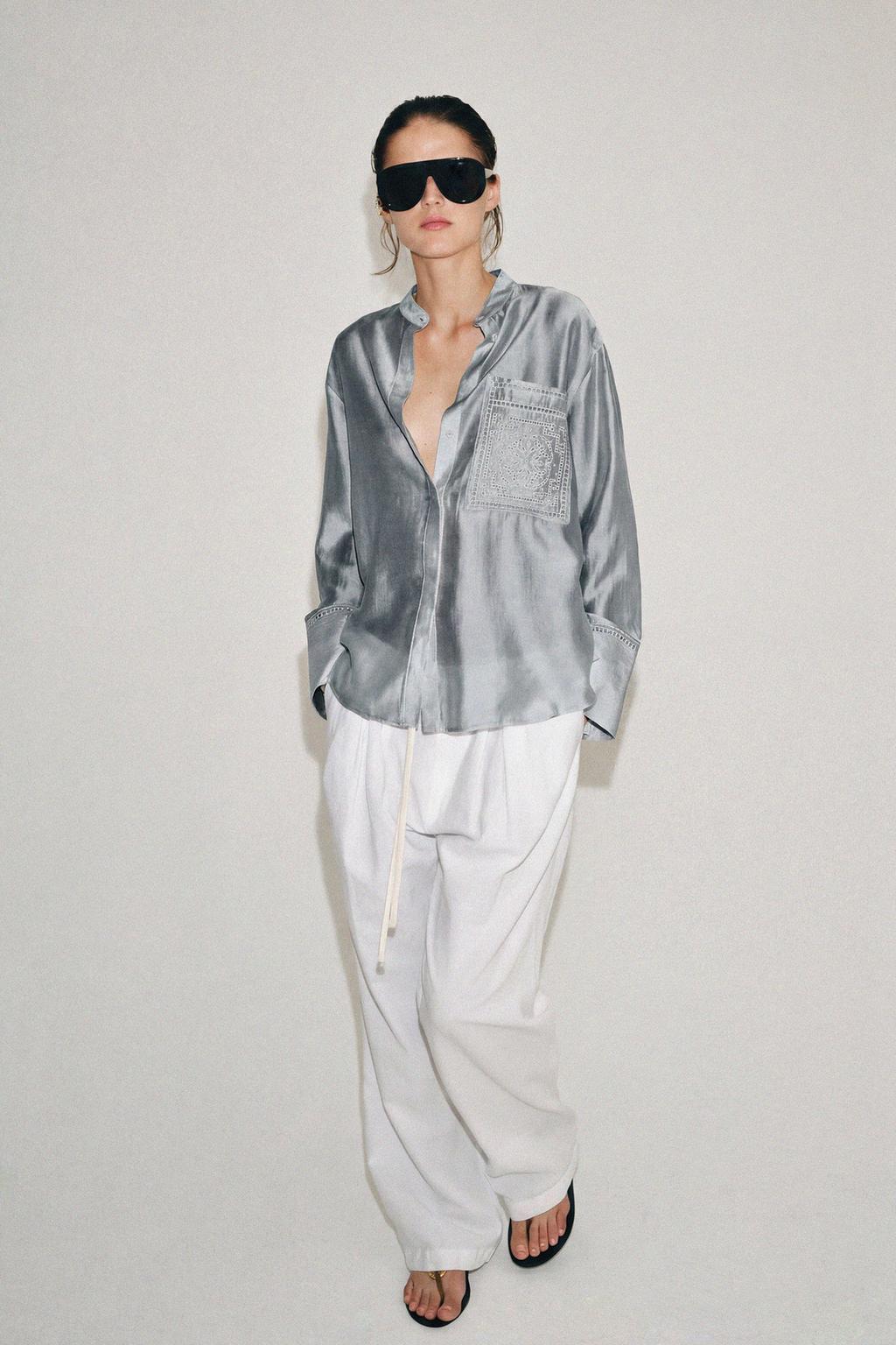 ZW Collection Embroidered Pocket Shirt