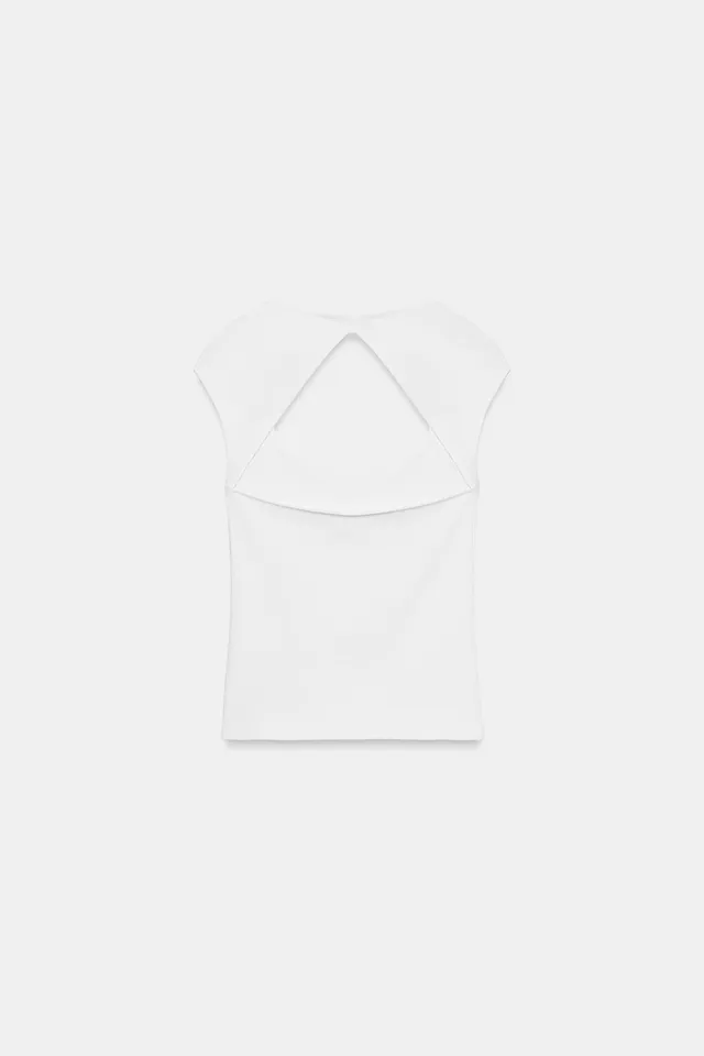 Cotton Blend Sleeveless Top with Back Vent Cut-Out Design – image 5