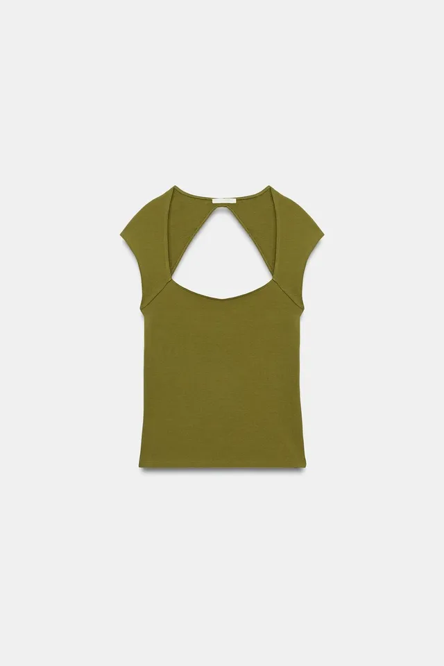 Cotton Blend Sleeveless Top with Back Vent Cut-Out Design – image 6
