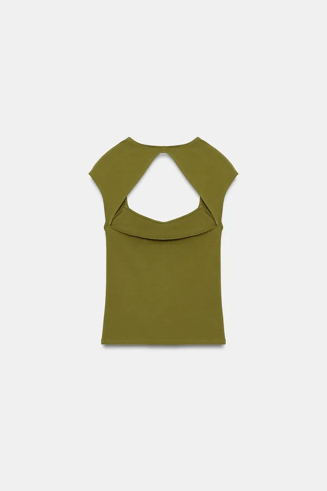 Cotton Blend Sleeveless Top with Back Vent Cut-Out Design – image 7