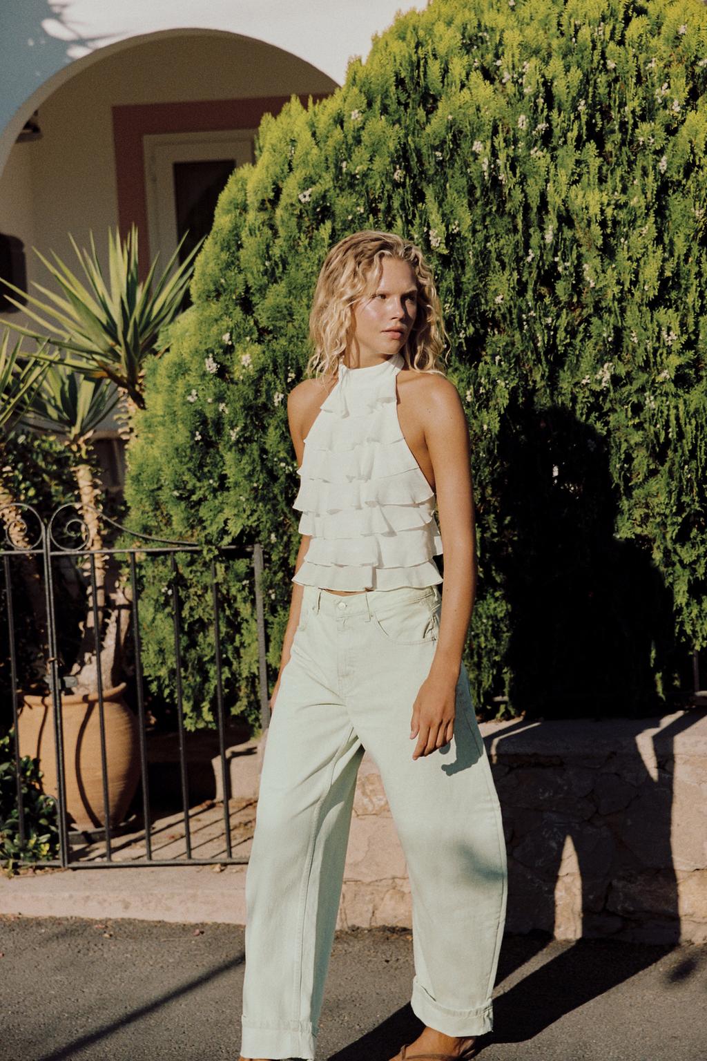 TRF Mid-Waist Barrel Folded Jeans
