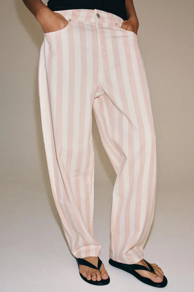 ZW Collection Tapered Mid-Waist Striped Jeans – image 2