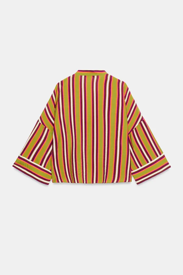Striped Frog-Fastening Shirt – image 5