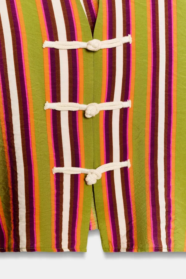Striped Frog-Fastening Shirt – image 6