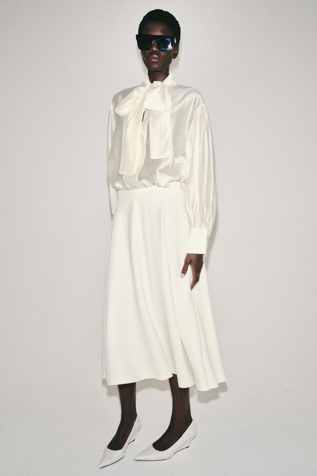 ZW Collection Satin Shirt with Ties
