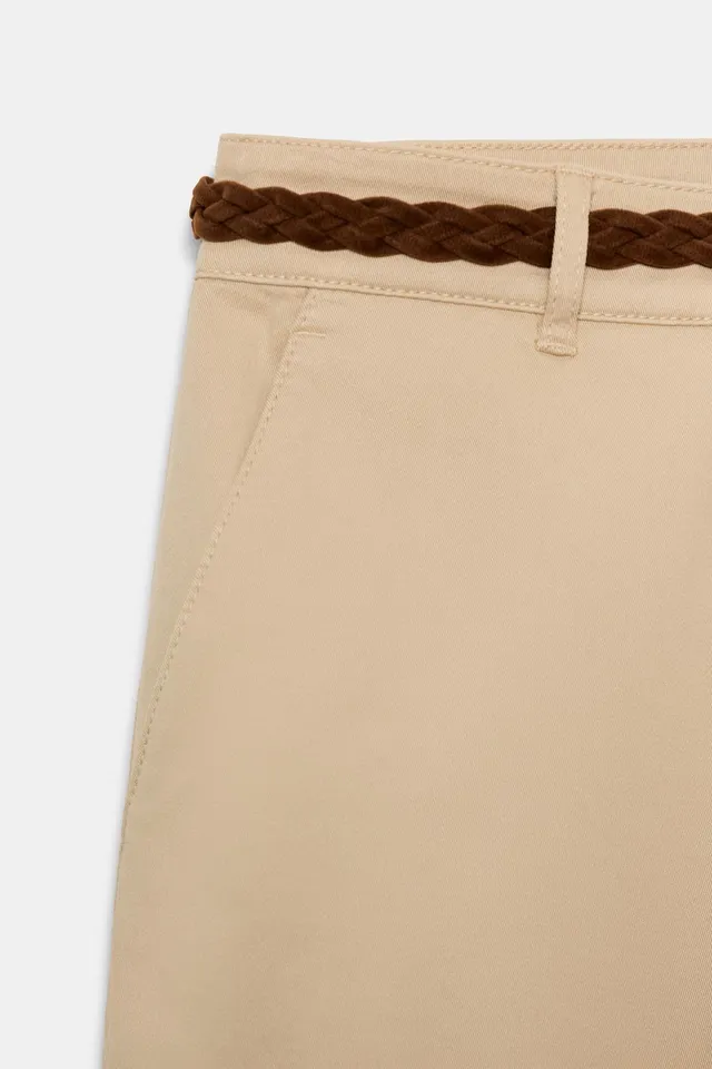 Low-Rise Chino Trousers with Braided Belt and Turn-Up Hems – image 10