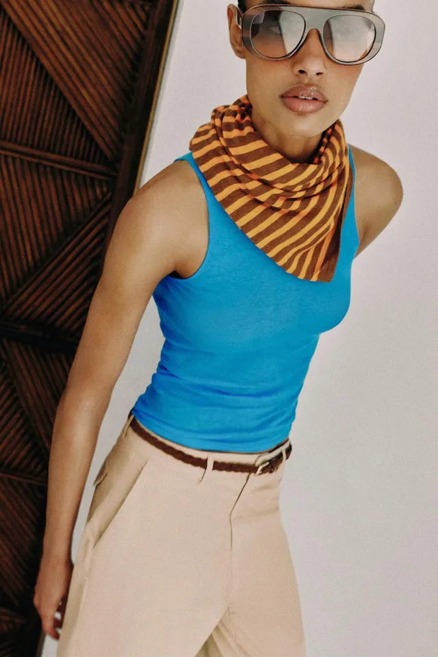 Low-Rise Chino Trousers with Braided Belt and Turn-Up Hems – image 7