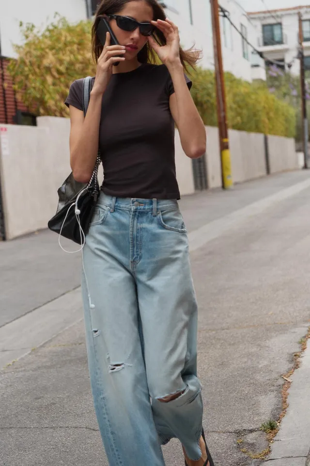 JEANS TRF EXTRA WIDE LEG خصر عالي ستايل ممزّق – صورة 5