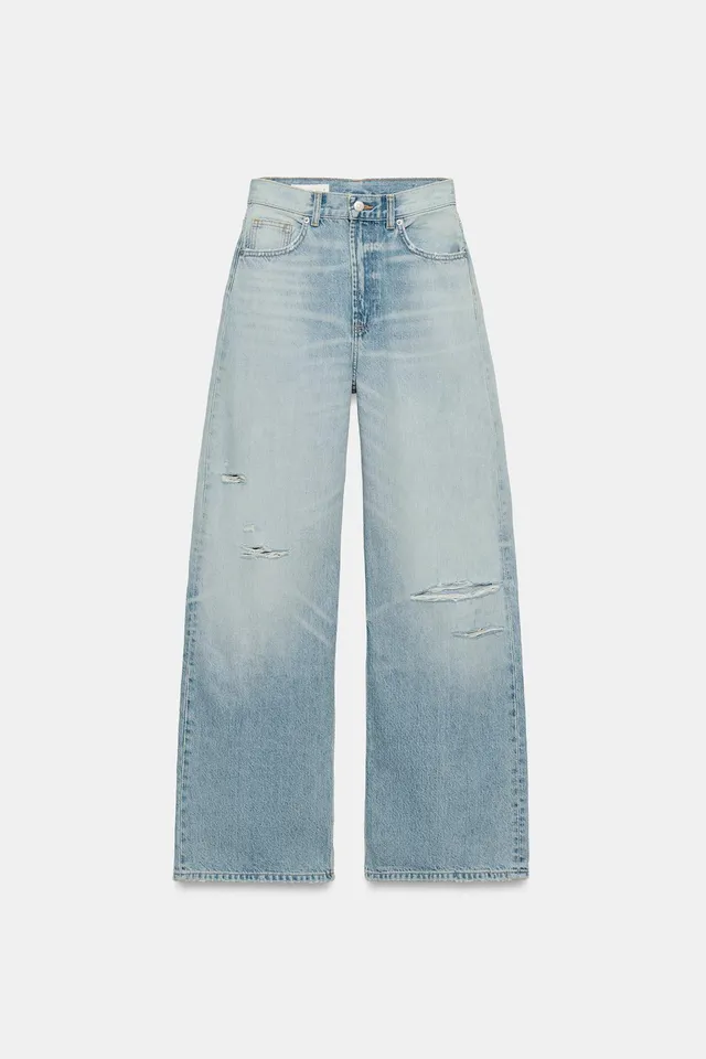 JEANS TRF EXTRA WIDE LEG خصر عالي ستايل ممزّق – صورة 6
