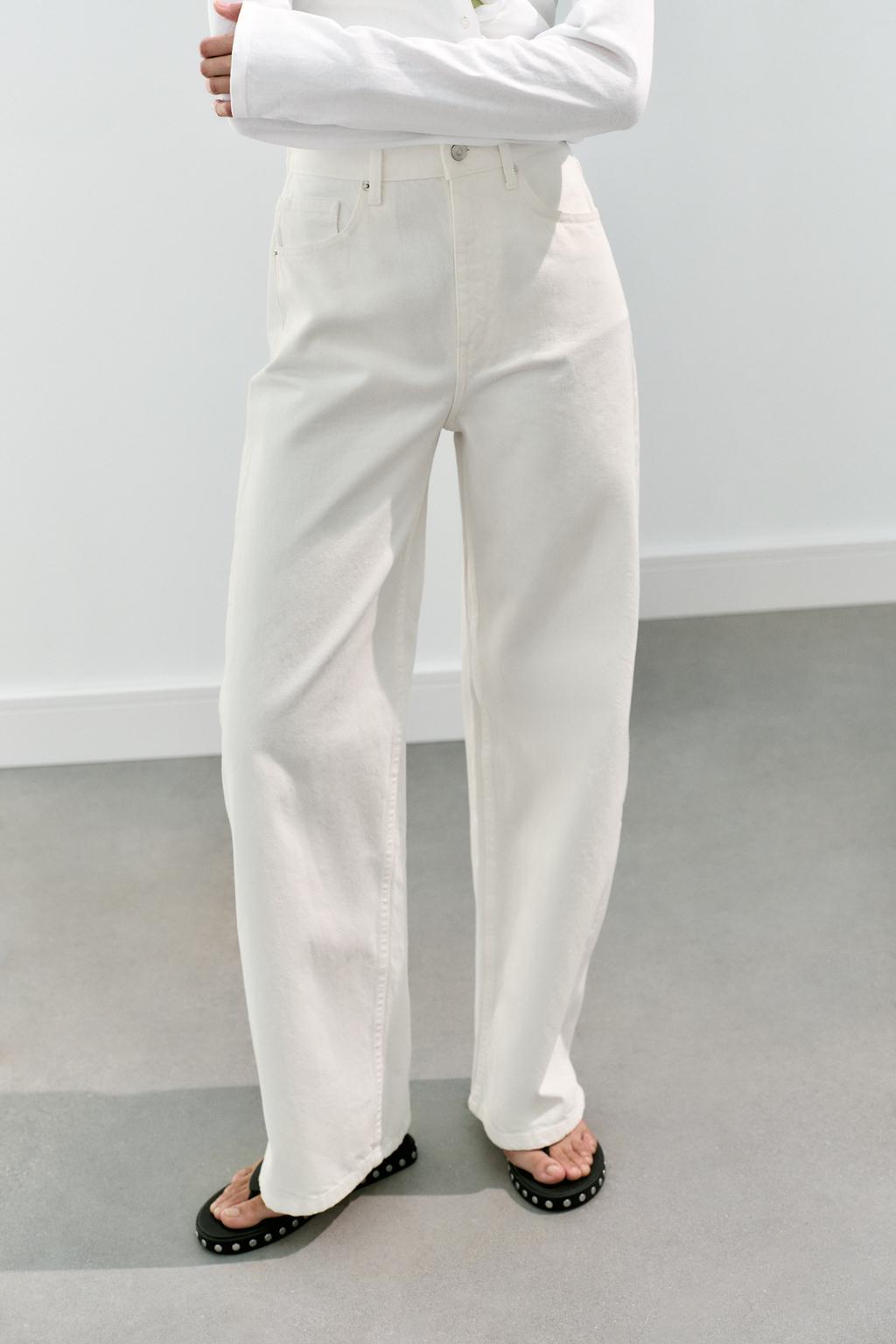 JEANS TRF EXTRA WIDE LEG خصر عالي ستايل ممزّق