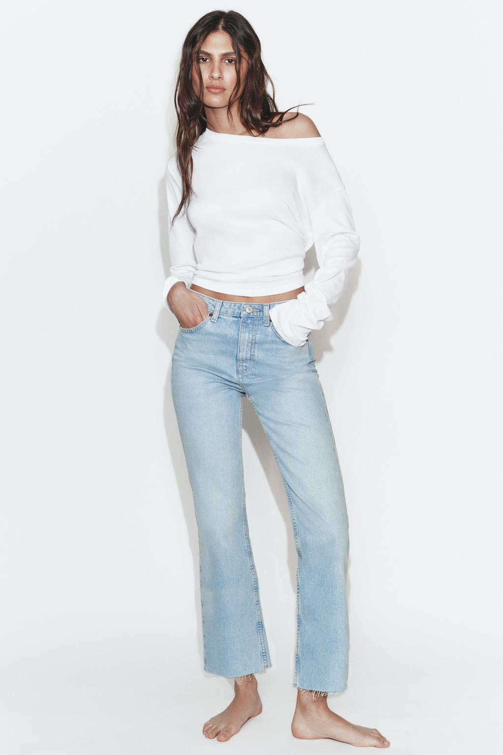 High-Waist Cropped Flare Jeans