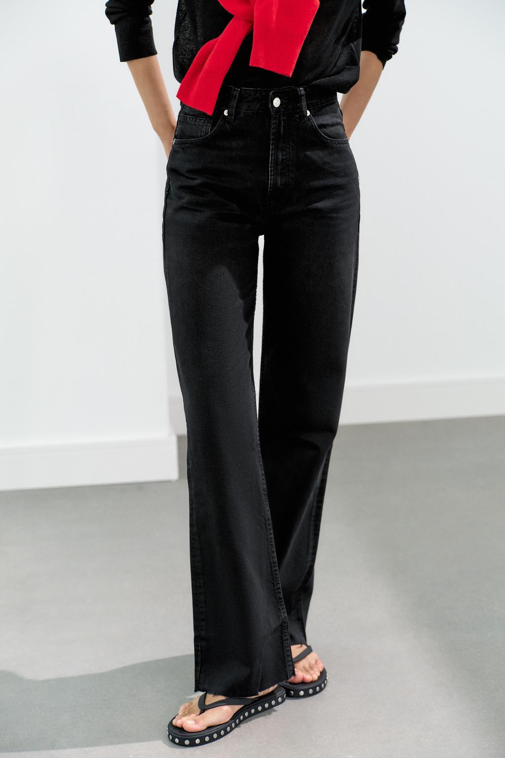 JEANS TRF WIDE LEG بخصر عال