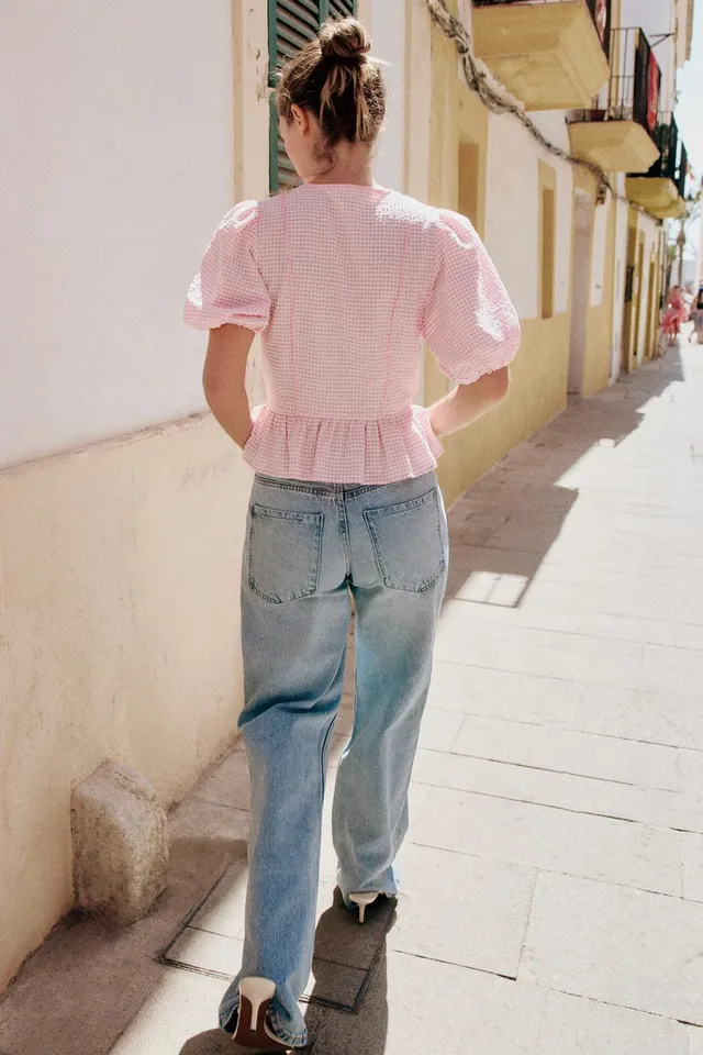 Gingham Peplum Blouse – image 6