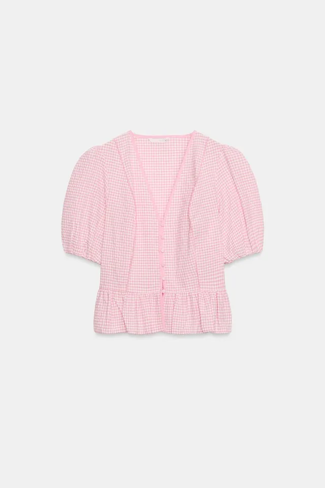Gingham Peplum Blouse – image 7