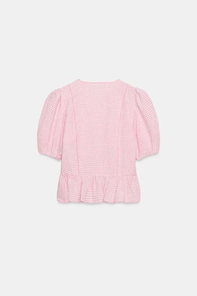 Gingham Peplum Blouse – image 8