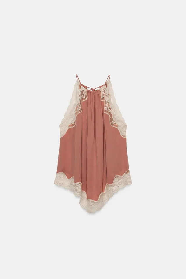 Lace Halter Top with Adjustable Straps and Asymmetric Hem – image 6